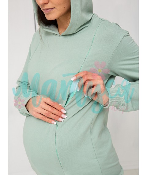 Худи для беременных и кормящих (молнии для кормления) - Зеленое