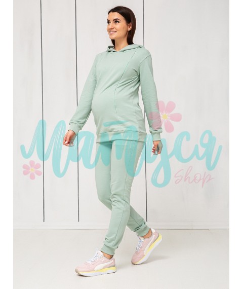 Худи для беременных и кормящих (молнии для кормления) - Зеленое