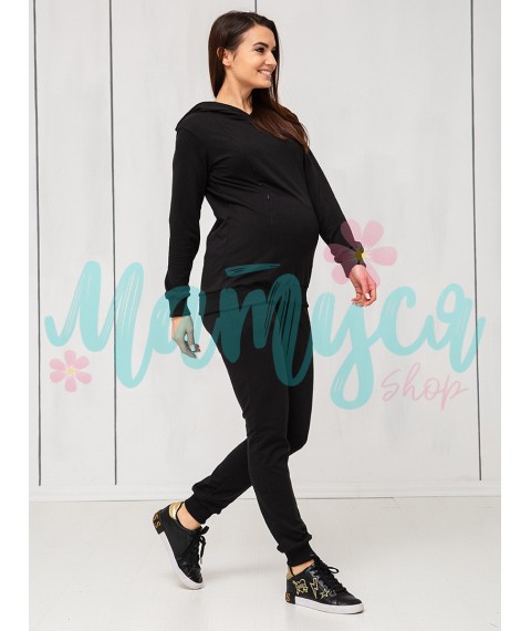 Худи для беременных и кормящих (молнии для кормления) - Черное