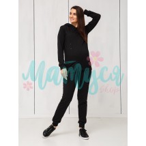 WARM Maternity and Nursing Tracksuit (pants with belt, hoodie with zippers for nursing) - Black