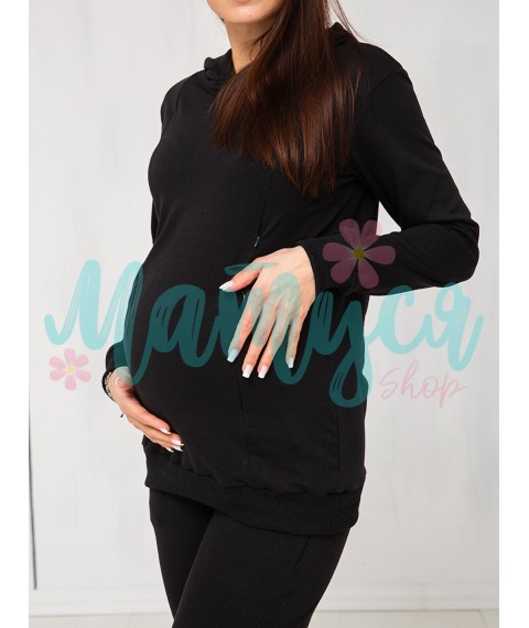 Худи для беременных и кормящих (молнии для кормления) - Черное