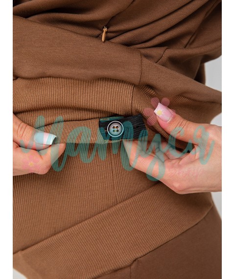 Maternity pants with tummy volume regulator - Coffee