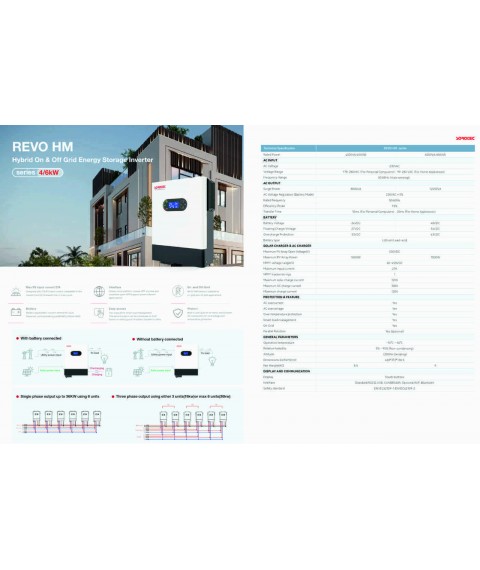 Гібридний сонячний інвертор REVO HM 6KW/48V