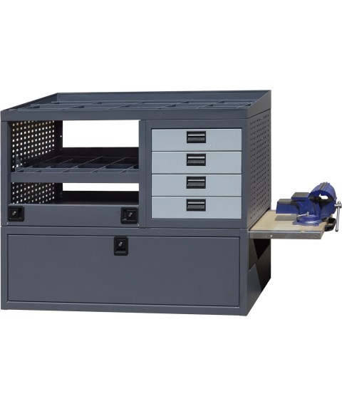 Car module for mobile service stations 12/4-T/P/4M L complete with a retractable tabletop