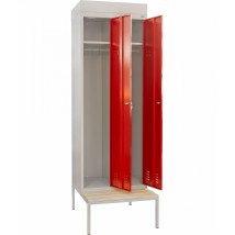 Шкаф одежный специальный с вентиляционной системой 1800hх800х500 с лавкой специальной 320hх800х800