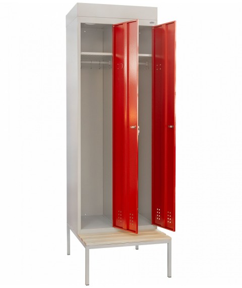 Шкаф одежный специальный с вентиляционной системой 1800hх700х500 с лавкой специальной 320hх700х800