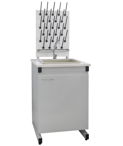 Laboratory sink table with drying rack