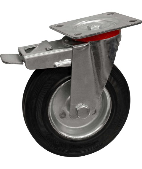 A-A04-125 swivel wheel with brake on the platform (black rubber)