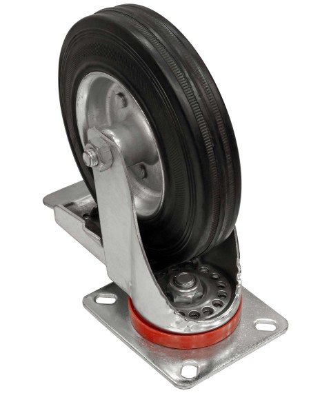 A-A04-125 swivel wheel with brake on the platform (black rubber)