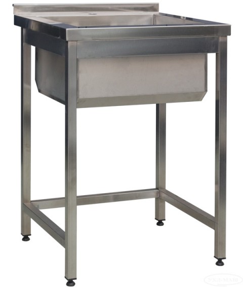 Single-section welded stainless steel sink