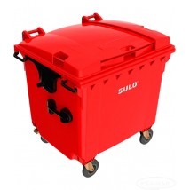 Мусорный контейнер с плоской крышкой SULO 1100 л Красный