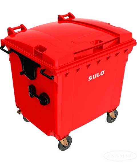 Мусорный контейнер с плоской крышкой SULO 1100 л Красный