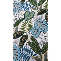 Hydrophobic tablecloth. Herbarium - turquoise - Square - 100x100 cm.