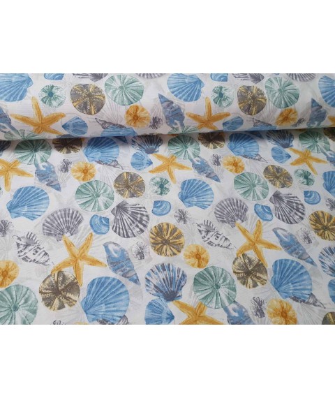 Hydrophobic tablecloth. Shells - blue - Square - 100x100 cm.