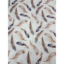 Hydrophobic tablecloth. Feathers - brown/blue - Square - 100x100 cm.
