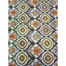 Hydrophobic tablecloth. Arabesque - green/orange - Square - 100x100 cm.