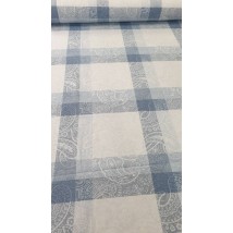Hydrophobic tablecloth. Jacquard cage - blue - Square - 100x100 cm.