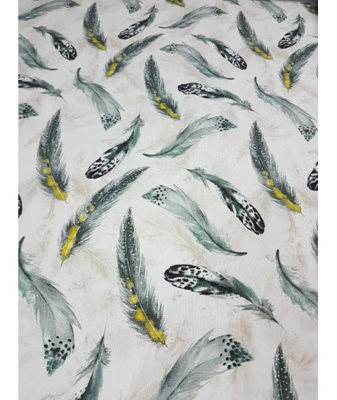 Hydrophobic tablecloth. Feathers - mint / lettuce - Square - 100x100 cm.