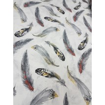 Hydrophobic tablecloth. Feathers - grey/burgundy - Square - 100x100 cm.