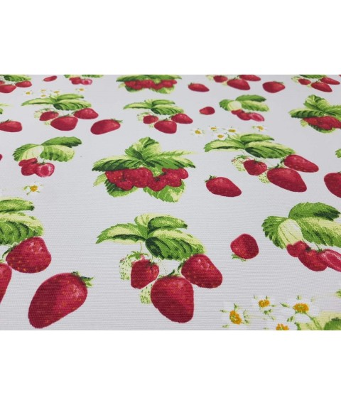 Hydrophobe Tischdecke. Erdbeeren - Quadratisch - 100x100 cm.