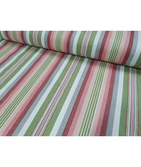 Hydrophobic tablecloth. Stripes - Bordeaux/Green - Square - 100x100 cm.