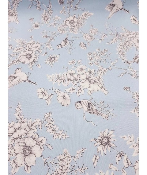 Hydrophobic tablecloth. Flowers white - blue - Square - 100x100 cm.