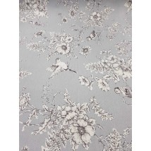 Hydrophobic tablecloth. Flowers white - gray - Square - 100x100 cm.