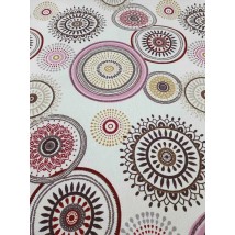 Hydrophobic tablecloth. Colored circles - (lilac / burgundy) - Square - 100x100 cm.