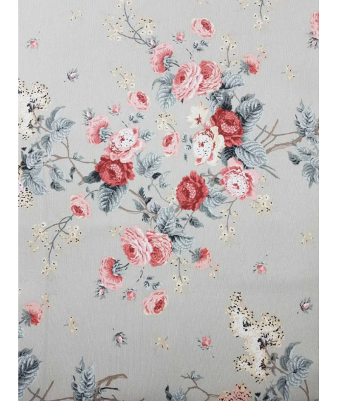 Hydrophobic tablecloth. Spring flowers - gray - Square - 100x100 cm.