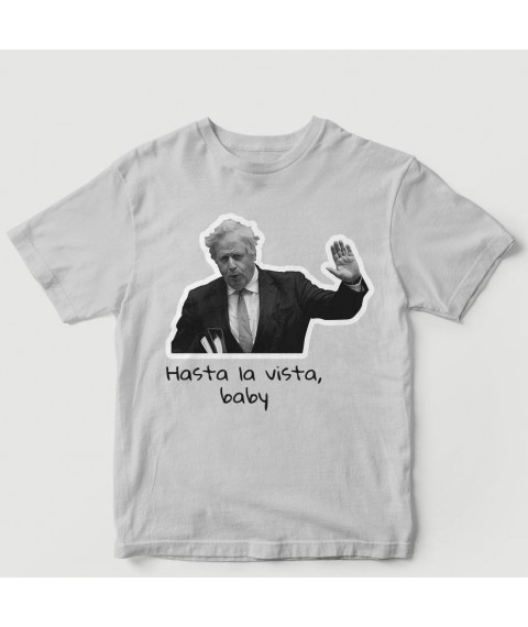 Men's T-shirt Boris Johnson Hasta la vista White, XS
