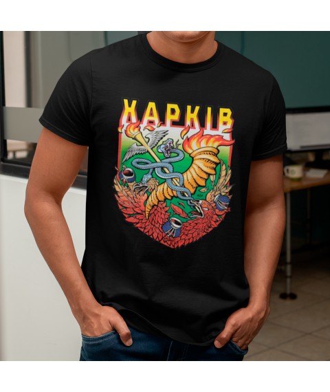 Men's T-shirt Kharkiv chevron color Black, XL