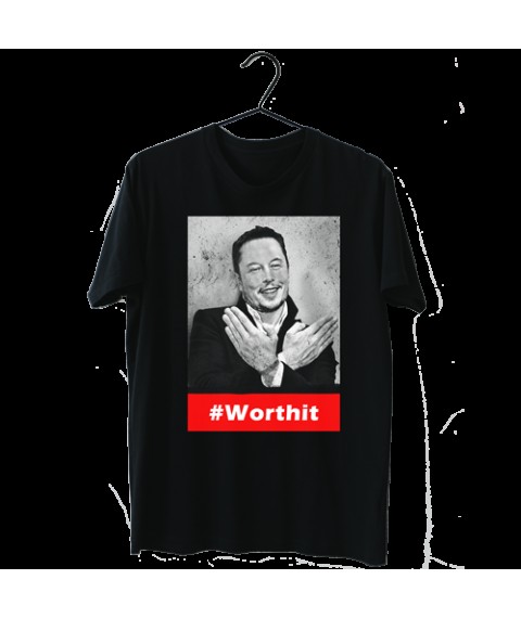 Men's black T-shirt Elon Mask Worthit