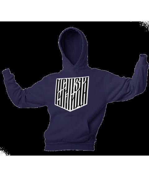 Unisex hoodie "Rusnya" insulated with fleece, Dark blue, L