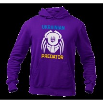 Unisex hoodie Ukrainian predator insulated with fleece, Purple, L