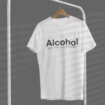 Футболка з принтом Alcohol Белый, XS