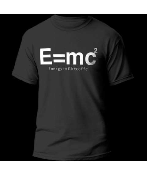 Футболка з принтом E=mc2 XS, Чрный
