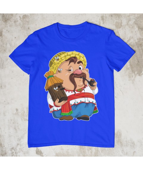 T-shirt of a man "Cossack with a pipe" XXXL, Blue