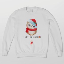 Sweatshirt with owl New Year's White, XXL