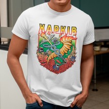 Men's T-shirt Kharkiv chevron color White, M