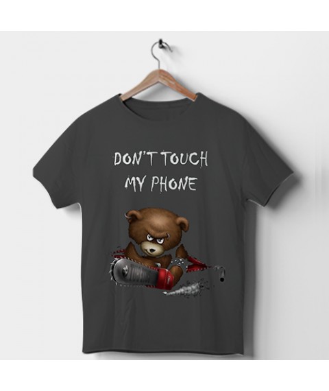 Men's T-shirt Don't touch my phone Dark gray, L