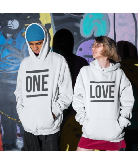 Hoodie for two One Love White, 54, 50