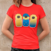 Women's T-shirt Sunflowers Red, M
