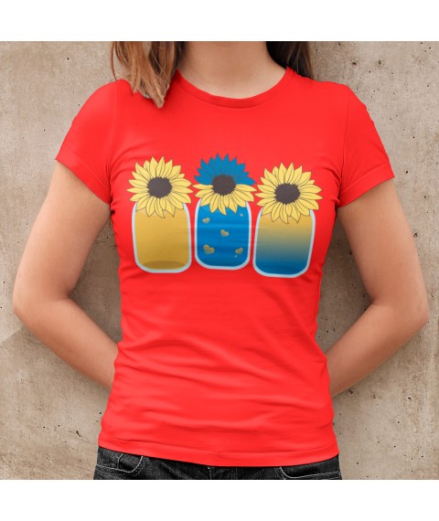 Women's T-shirt Sunflowers Red, M