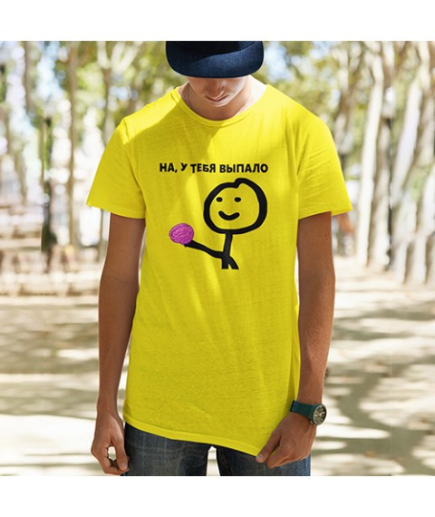 Men's T-shirt "you fell out" Yellow, L
