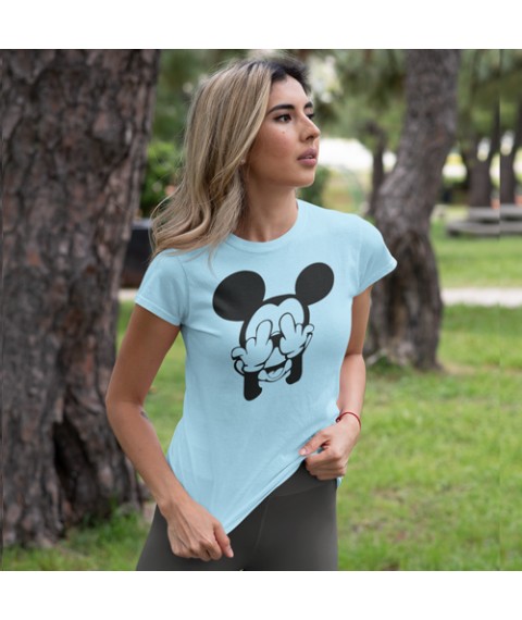 T-shirt of the wife Mickey Mouse Fuck (Mickey mouse fuck) Blakitny, L