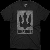 Black T-shirt with gray print "Trezub Ukraine" is classic