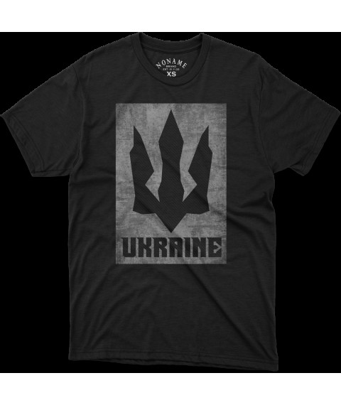Black T-shirt with gray print "Trezub Ukraine" is classic