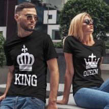 Футболки для влюбленных "King & Queen" Черный, 44, 56