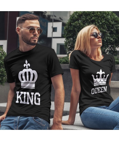 Футболки для влюбленных "King & Queen" Черный, 50, 46