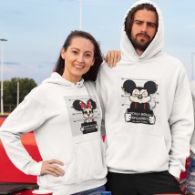 Hoodie for lovers "Mickey and Mini Mouse" White, 54, 48